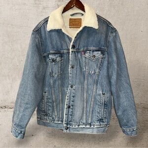 Levi's Blue Denim Jacket with White Sherpa Collar